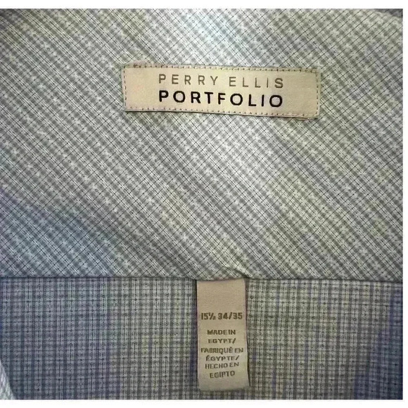 Perry Ellis Men's Blue Geo print Long Sleeve Button down Shirt Size Medium - Picture 6 of 6